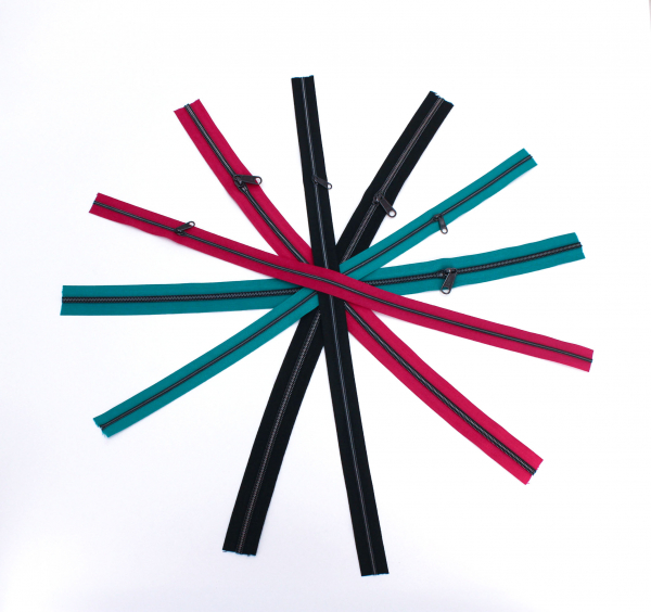 Endlosreißverschluss- Set metallisiert fuchsia, grünpetrol, schwarz/ titan (6 x 50 cm)